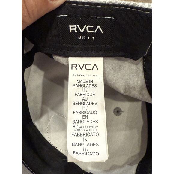 RVCA Mens Gray RVCA Leather Patch Mid Fit Rope SnapBack Trucker Hat Cap - Picture 8 of 9